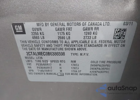 2011 GMC Terrain Sle-1 from USA, damaged, VIN 2CTALMEC0B6386598